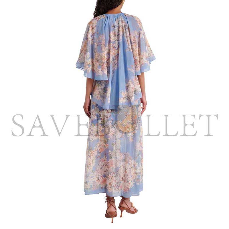 ZIMMERMANN CASCADIAN COTTON AND SILK GEORGETTE MAXI DRESS 